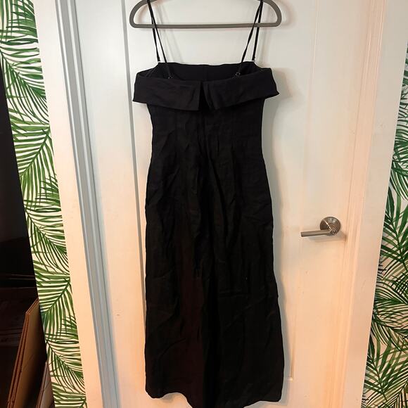Banana Republic Black Strapless Linen Midi Dress Sz 4 - Picture 4 of 11